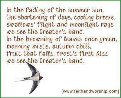 In the fading of the summer - prayer from faithandworship.com