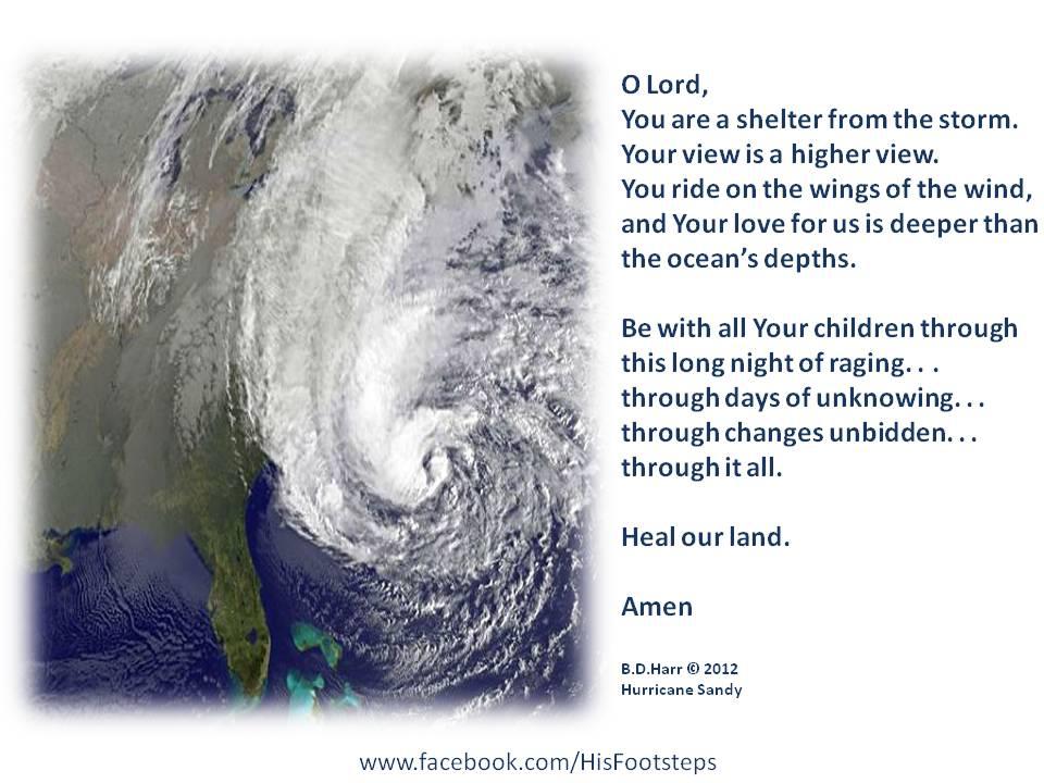 A prayer for those in the path of Hurricane Sandy