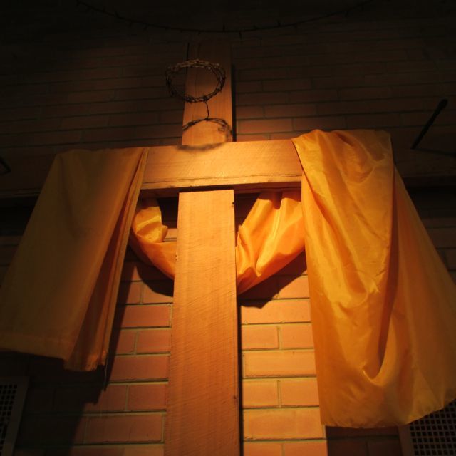 Cross in church sanctuary
