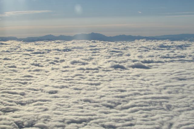 Mountains covered in clouds