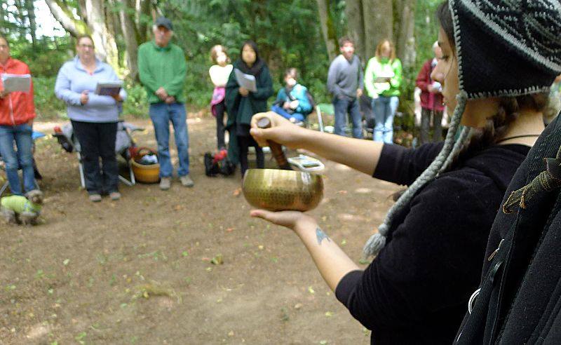 Lou Lou plays the singing bowl