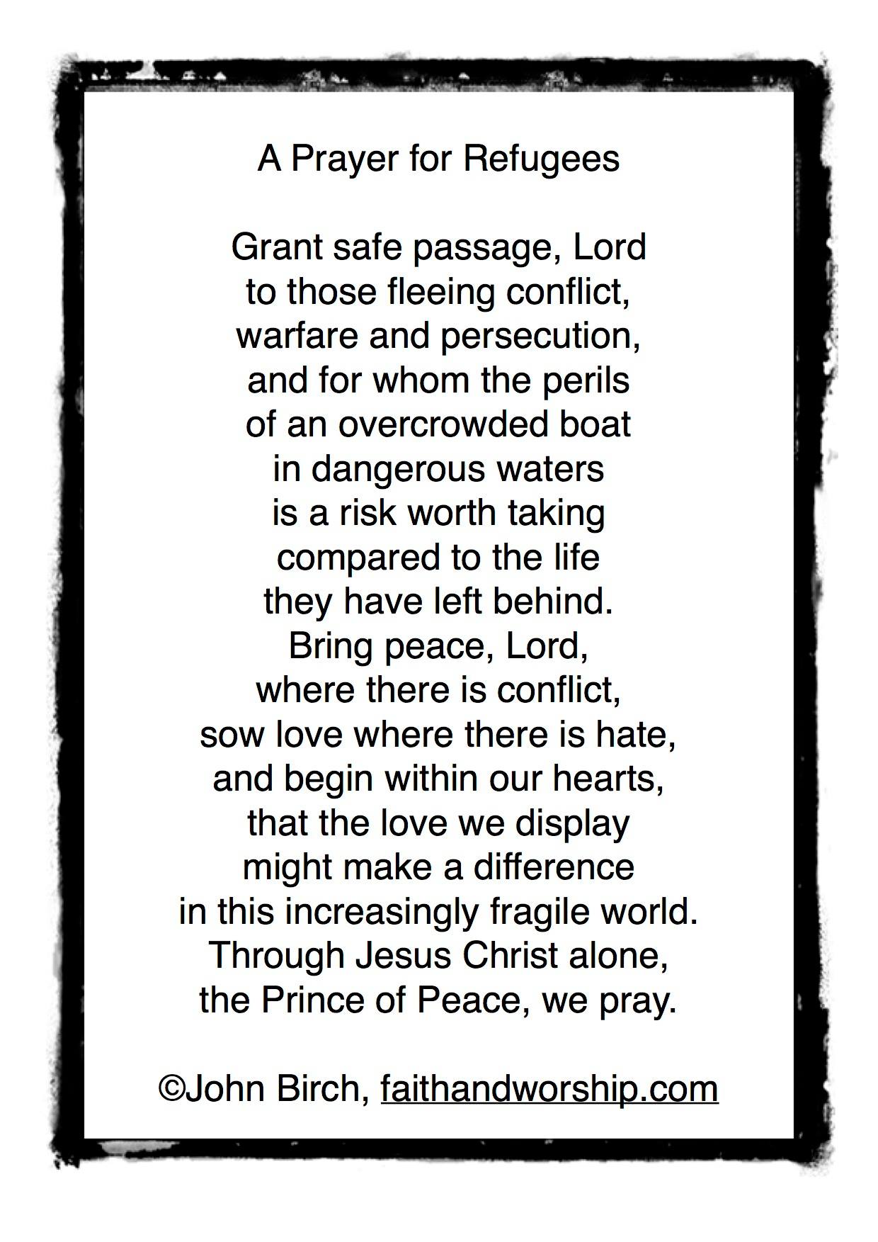 A prayer for refugees