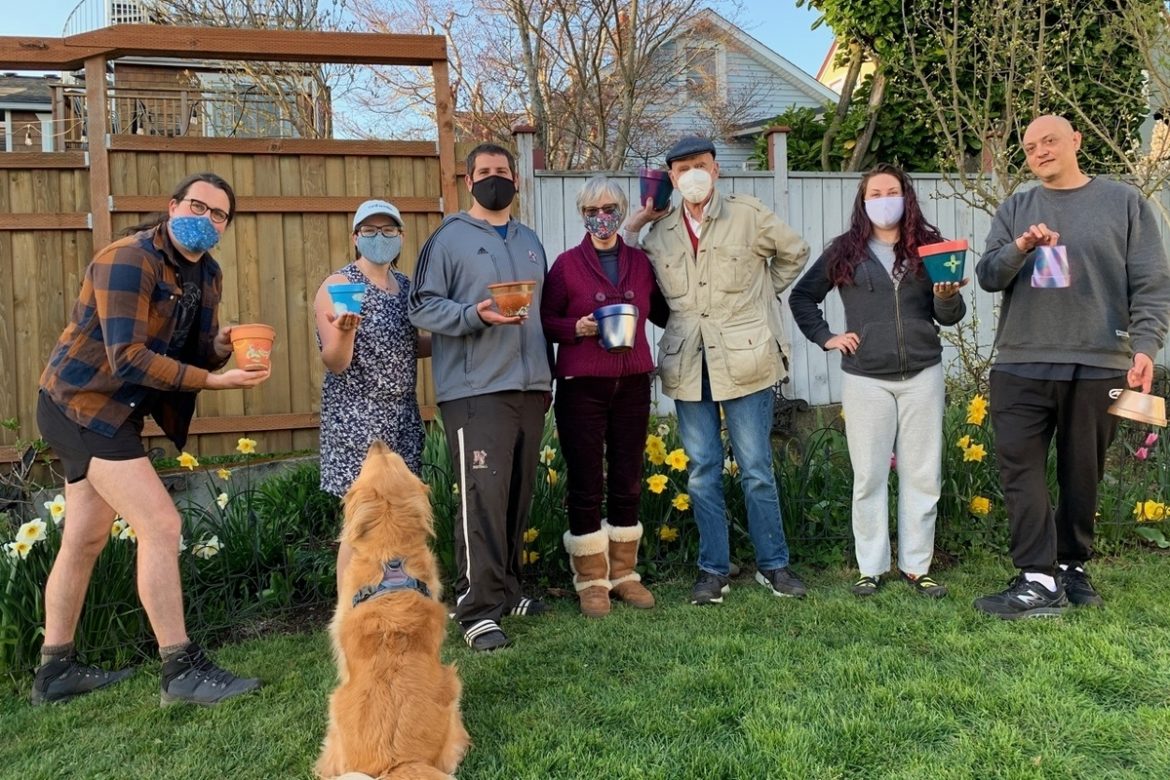 group photo flower pots