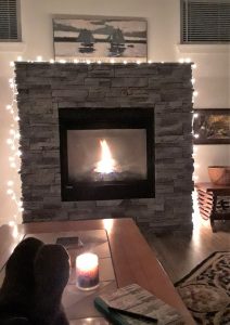 Fireplace with candle 